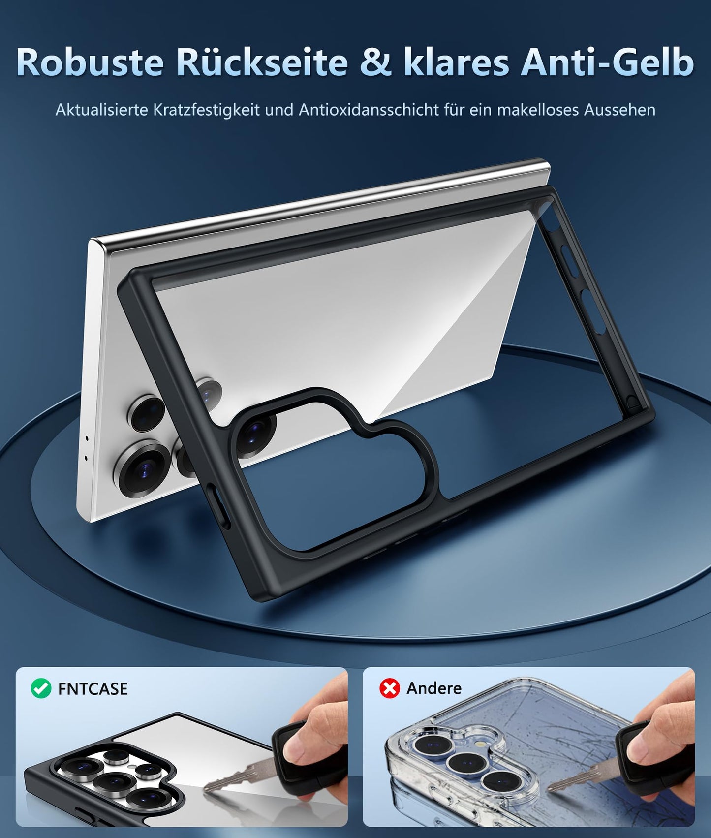 FNTCASE Case for Samsung Galaxy S25 Ultra 6.9 Inches, Military Drop Protection, Anti-Yellowing, Robust, Durable, Shockproof, Protective, Transparent, Clear