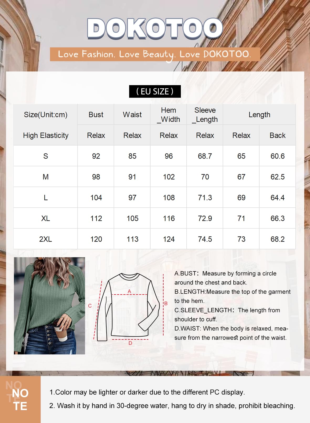 Dokotoo Langarmshirt Damen Rundhals Strickmuster T-Shirt Basic Longsleeve Shirts Herbst Winter Leichte Lässige Oberteile Tunika Pullover S-XXL