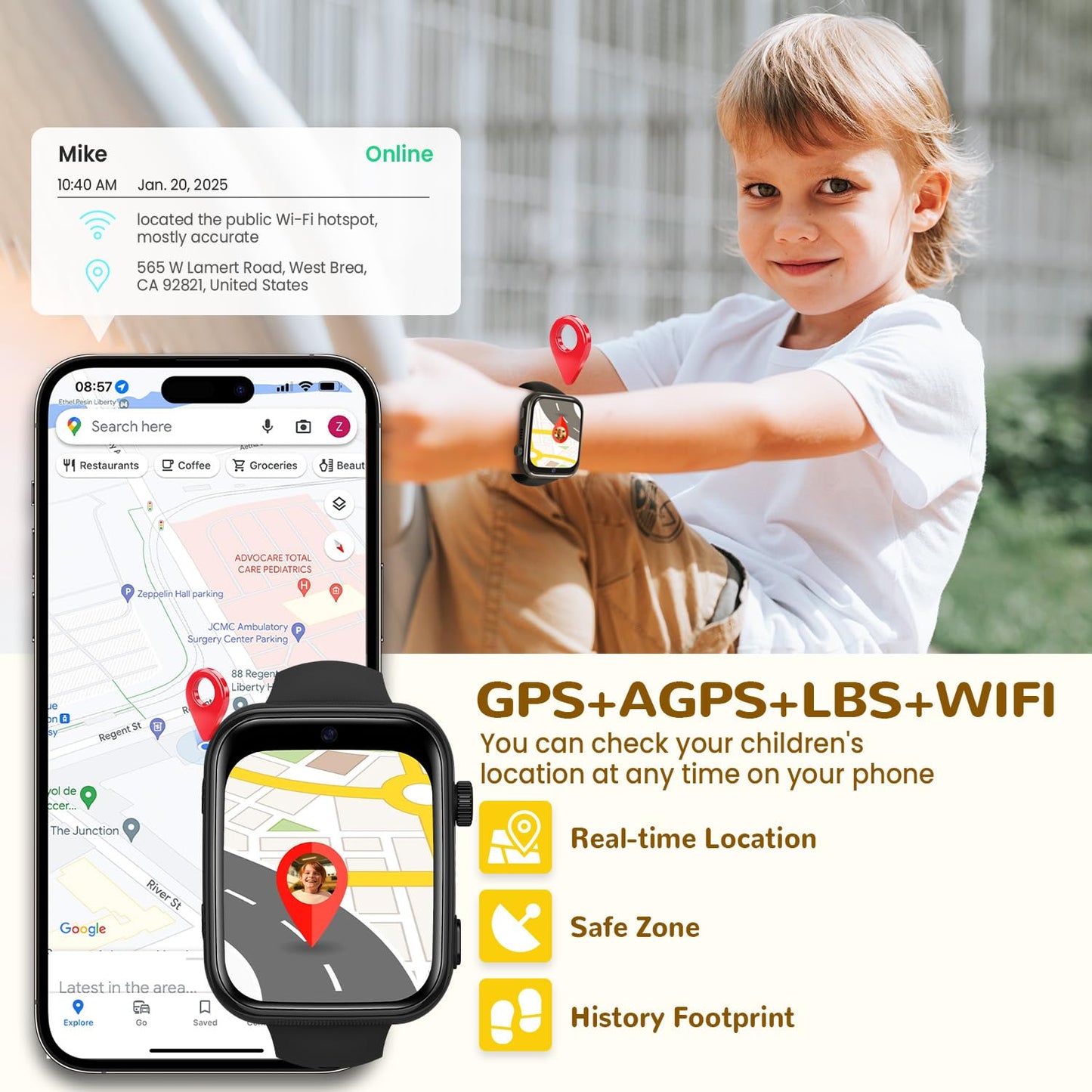 4G Children's Smartwatch with Video Call and Phone, IP68 Waterproof Children's Watch Voice Chat, WhatsApp, WiFi, GPS, SOS, SMS, School Mode, Pedometer, Sleep Alarm Clock, Children's Watch for Girls