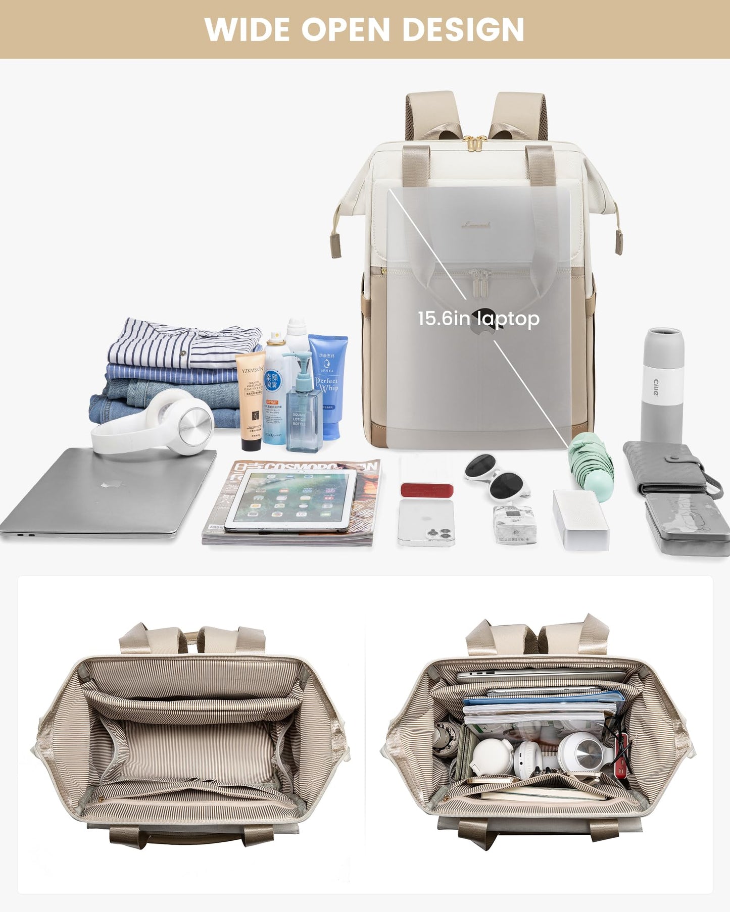 LOVEVOOK Rucksack Damen, Laptop Schulrucksack Wasserdicht, Schultasche Teenager Backpack Women Elegant Tagesrucksäcke Handtasche 2 in 1, 15,6 Zoll Arbeitstasche Lehrertasche Reiserucksack für Uni Büro