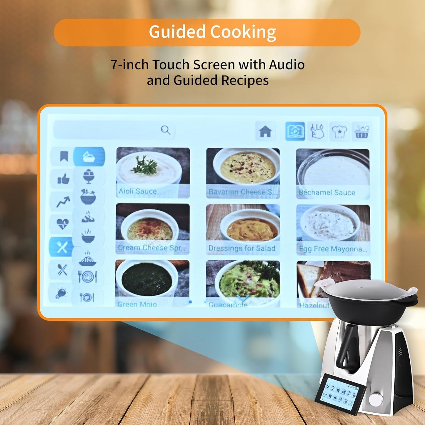KE-7001 PRO, Mixer, Küchenmaschine, Multifunktionaler Küchenroboter mit Geführten Rezepten, 12 Spezial-Kochfunktionen, 4L Schüsselkapazität, 7 Zoll Touchscreen Display
