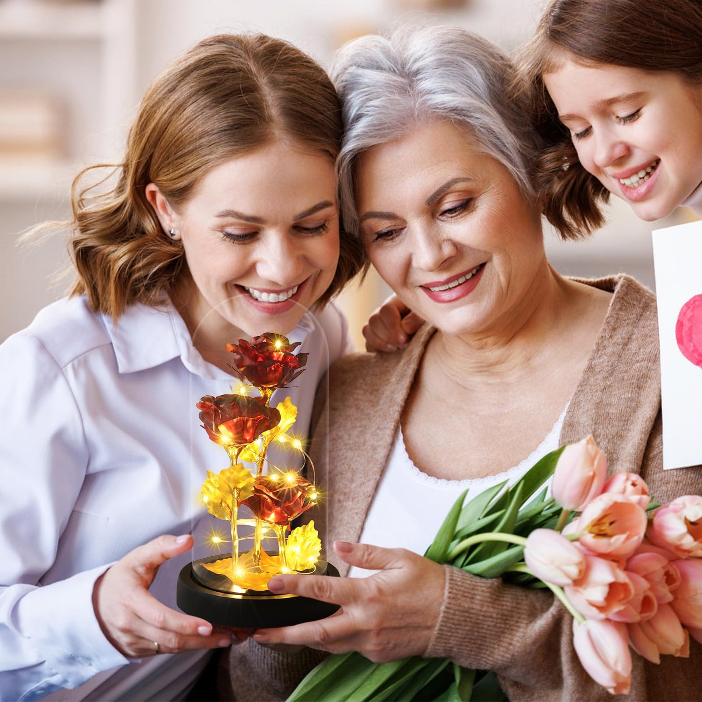 Touloube Geschenke Für Frauen, Galaxy Rose Blume Geschenk, Infinity Rose in Glaskuppel, LED-Lichterkette auf der Kristallrose, Geschenk für Frauen,Hochzeit,Muttertag,Jahrestag und Geburtstag
