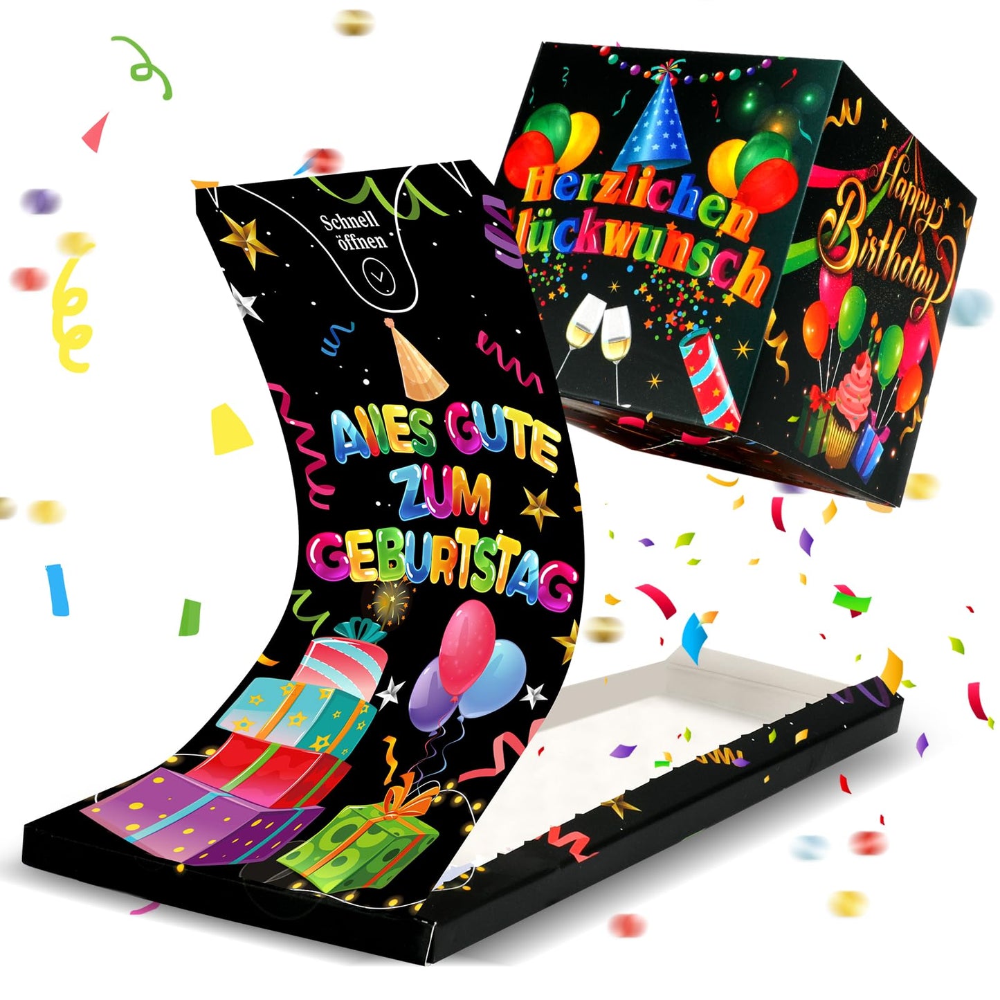 DPKOW Explosion Box Christmas Card, Funny Gift Box, Christmas Surprise Box, Gifts for Children, Adults, Christmas Box, Mystery Box with Confetti, Explosion Box, Birthday Gifts