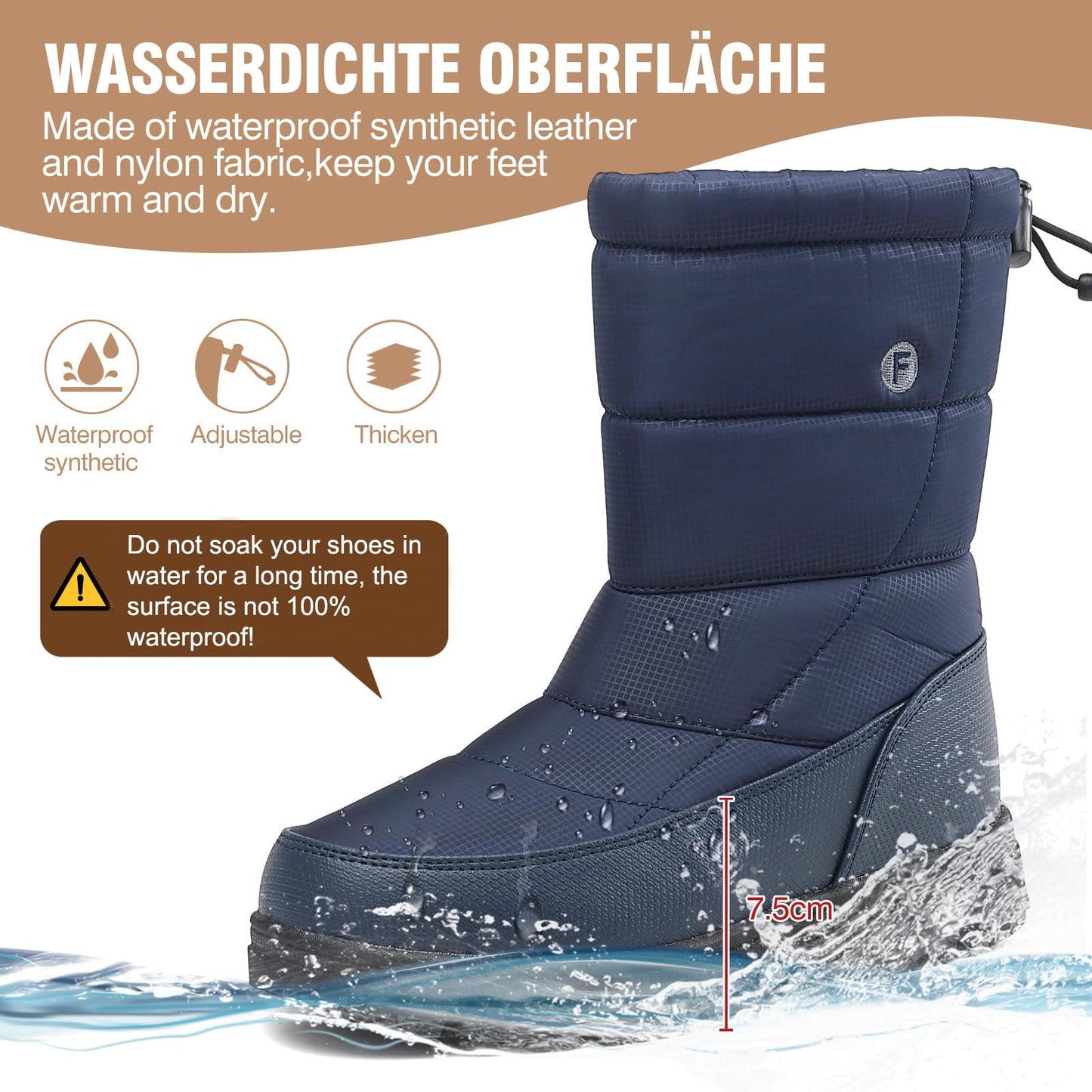 BARFULKER Winterschuhe Herren Damen Winterstiefel Outdoor Warm Gefüttert Schneestiefel,Gr.36-46 EU