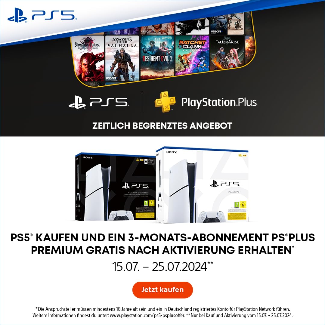 Playstation®5 Digital Edition – 825 GB inkl. 3 Monats-Abonnement PS®Plus gratis nach Aktivierung*