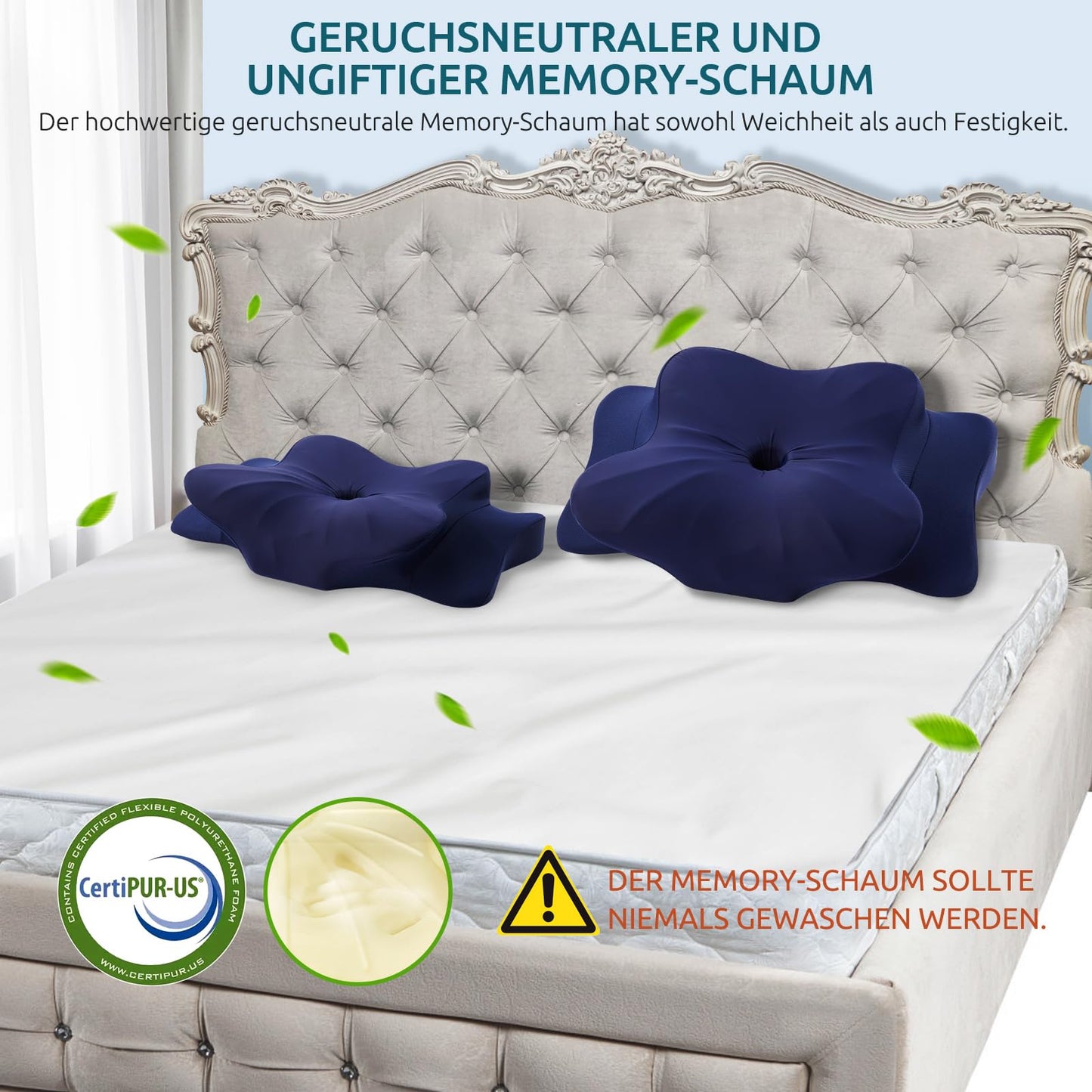 DONAMA Memory Foam Kissen ergonomisches Nackenkissen Kopfkissen Seitenschläferkissen für Seiten, Rücken & Bauchschläfer
