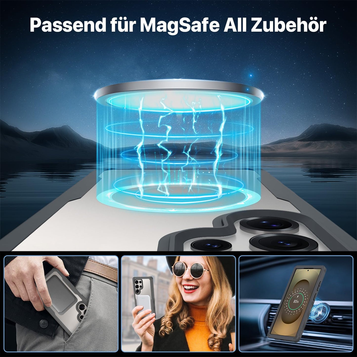 CENHUFO Privacy Screen Case for Samsung Galaxy S25 Ultra, Magnetic Mobile Phone Case with Built-in Privacy Tempered Glass Screen Protector and Camera Protection, 360 Degree Protective Case, Shockproof