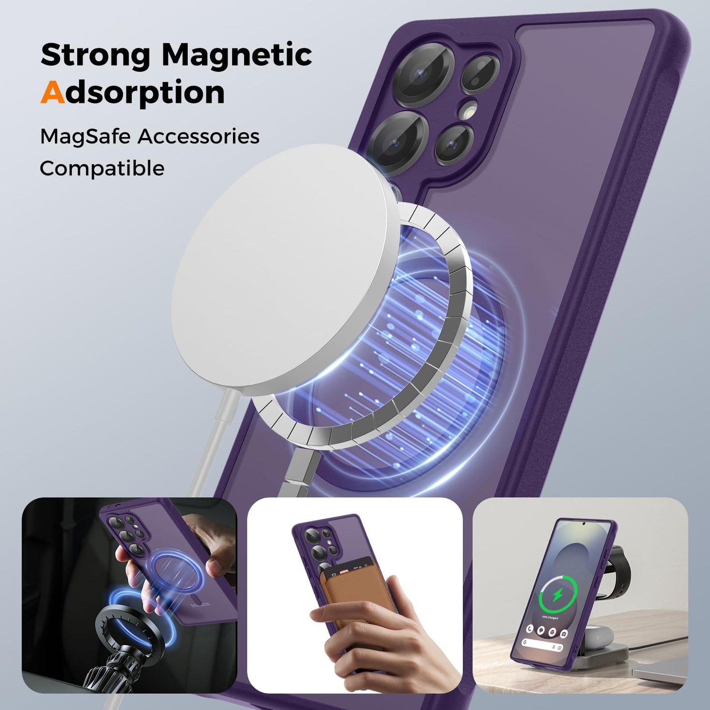 für Samsung Galaxy S25 Ultra Hülle für Magsafe, Magnetisch Handyhülle für S25 Ultra Hülle, Kameraschutz Stoßfeste Kratzfeste Durchscheinende Schutzhülle für Samsung S25 Ultra Case, Schwarz