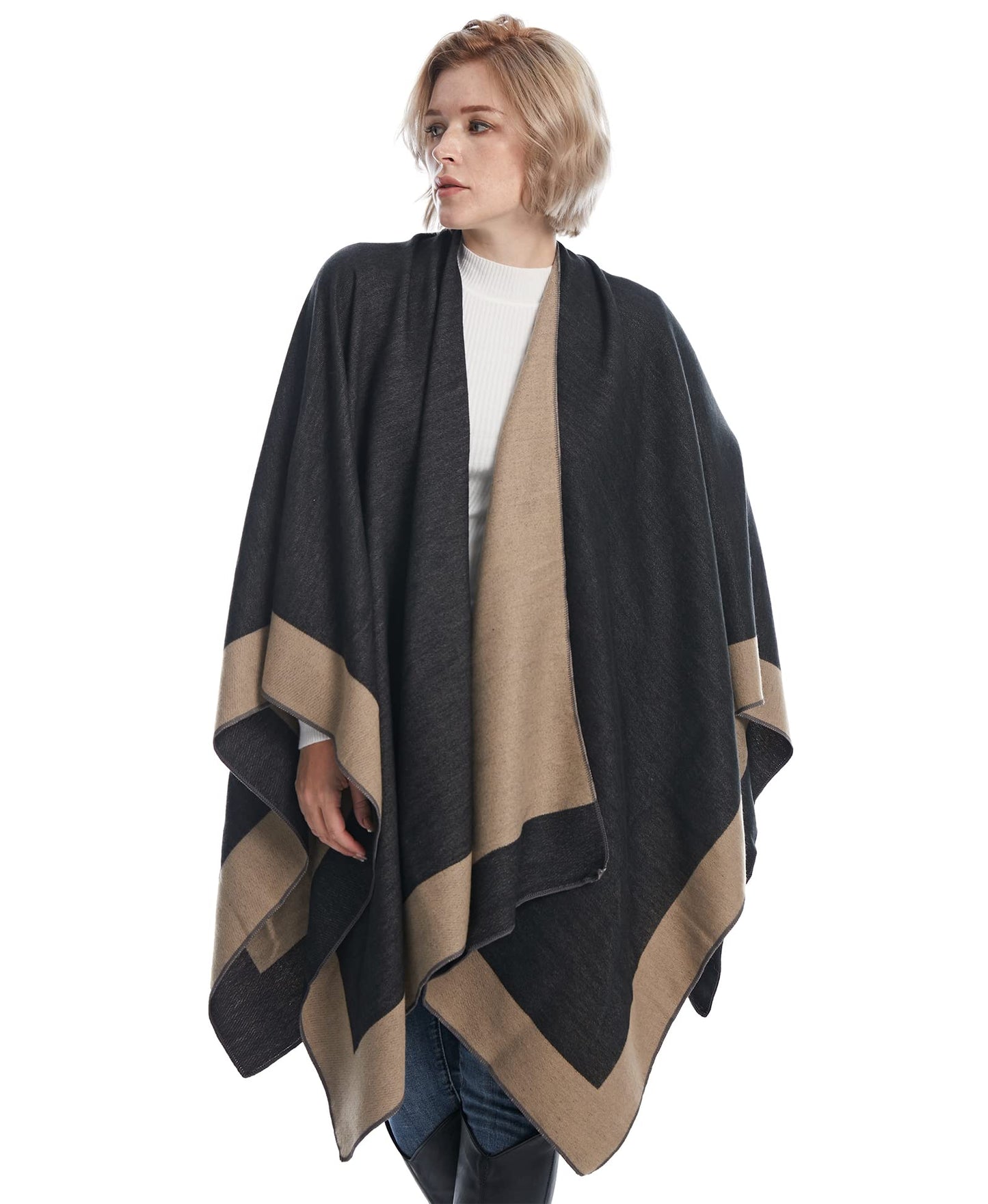 DiaryLook Damen Poncho Schal Winter Cardigan Übergroße Cape Elegant Poncho Für Frauen Umhang Damen Warm Geschenk Für Mutter