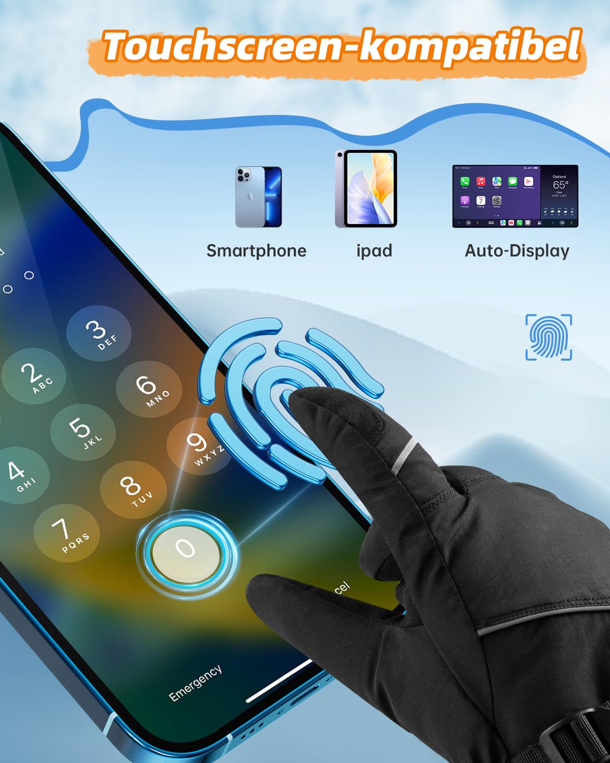 Heated Gloves for Men and Women, Electric Heated Gloves with 3000 mAh x 2 7.4 V Rechargeable Batteries, 3 Adjustable Temperatures, Waterproof Touchscreen Heating Gloves