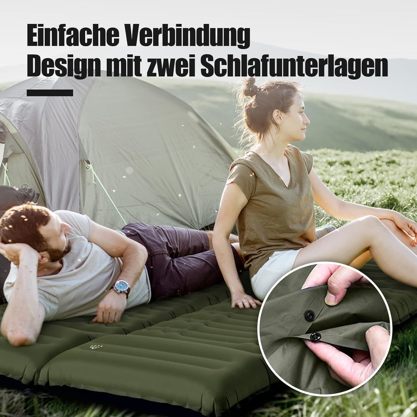 GGOV Isomatte Selbstaufblasend für Camping, 12 cm Höhe Bequeme Selbstaufblasende luftmatratze für Wandern, Ultraleicht Wasserdicht Luftmatratze Outdoor, mit Fußpresse Pumpe, Tragbar Kleines Packmass