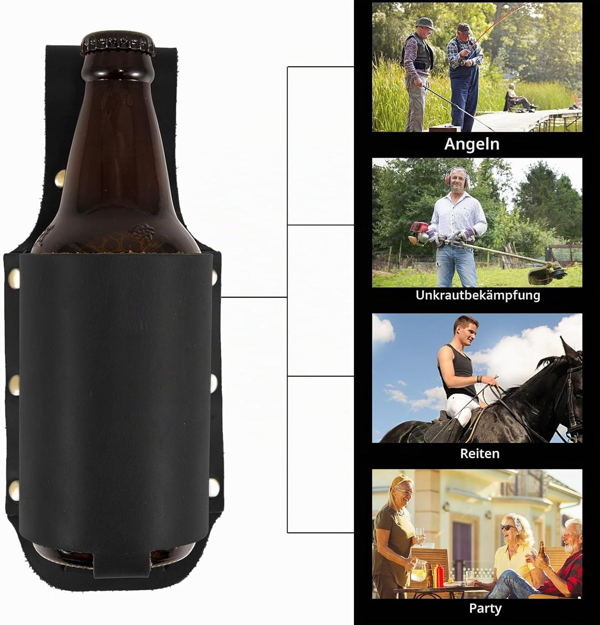 Leder Biergürtel Bierhalter Bierholster,Lustige Bier Geschenke für Männer Bruder Herren Geburtstag Vatertag Weihnachten Biertrinker/Liebhaber.Cowboy Kostüm Herren Bierzubehör Männergeschenke