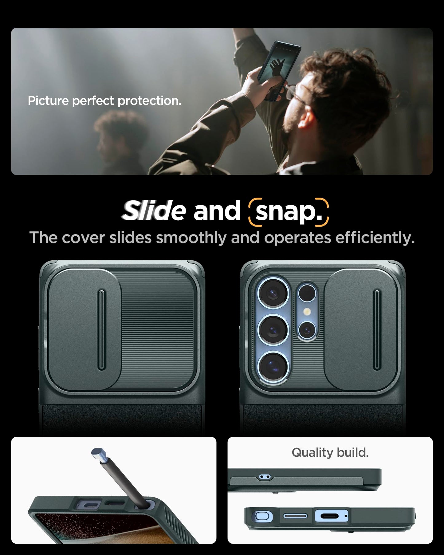 Spigen Optik Armor Case Compatible with Samsung Galaxy S25 Ultra - Black