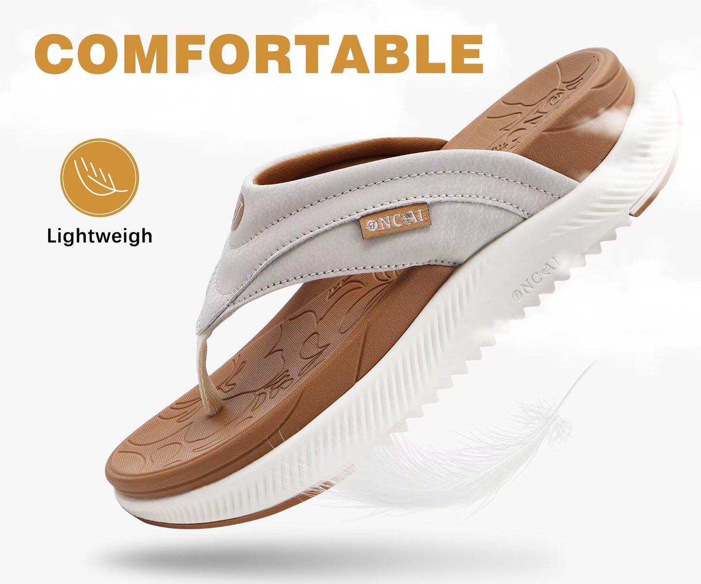 ONCAI Damen orthopädische Kissen Flip Flops Erholung Walking Sandalen für Damen mit Arch Support Sommer bequem Slip On Flip Flops für Damen Größe 36-43