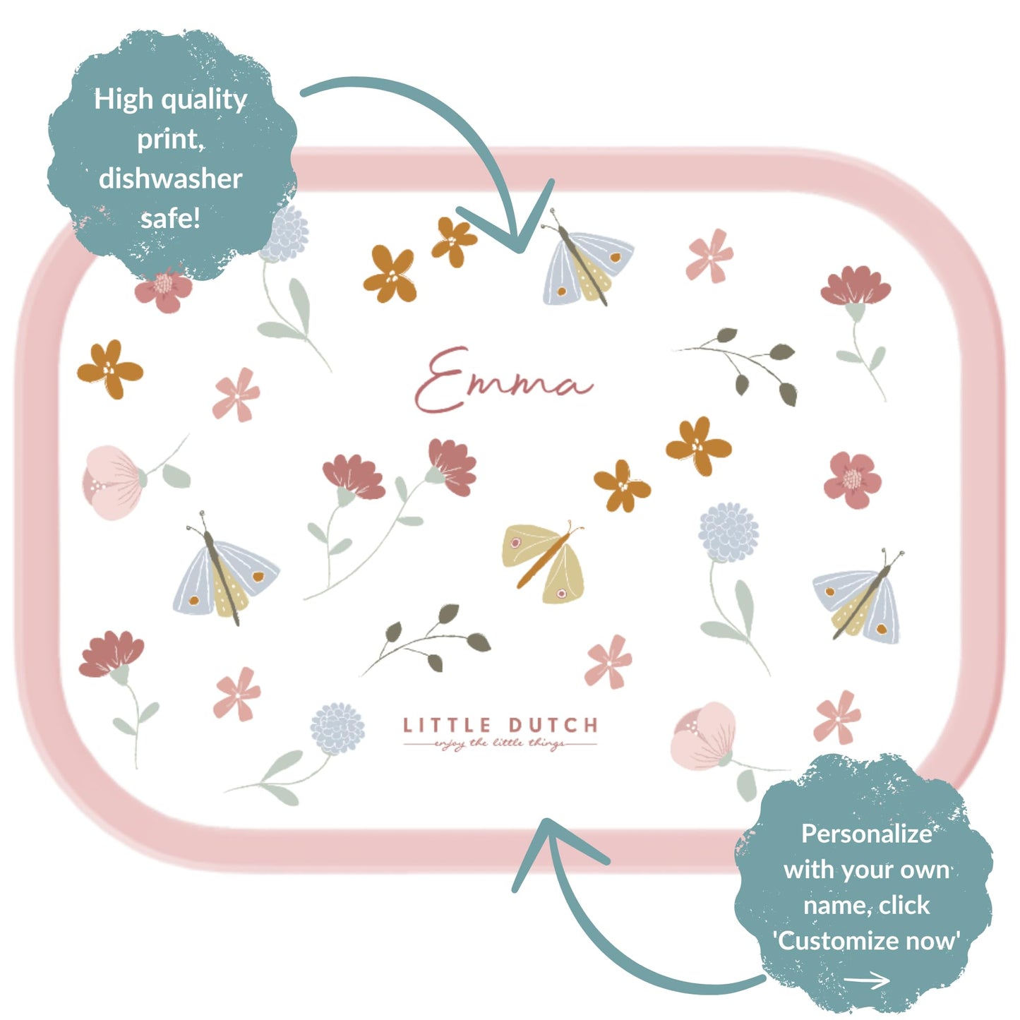 Mepal Brotdose Kinder Little Dutch – Bento Box Kinder - Brotdose Kinder mit Fächern & Gabel - Meal Prep Box mit Clip-Verschluss - BPA-frei & Spülmaschinenfest - 750 ml - Little Farm