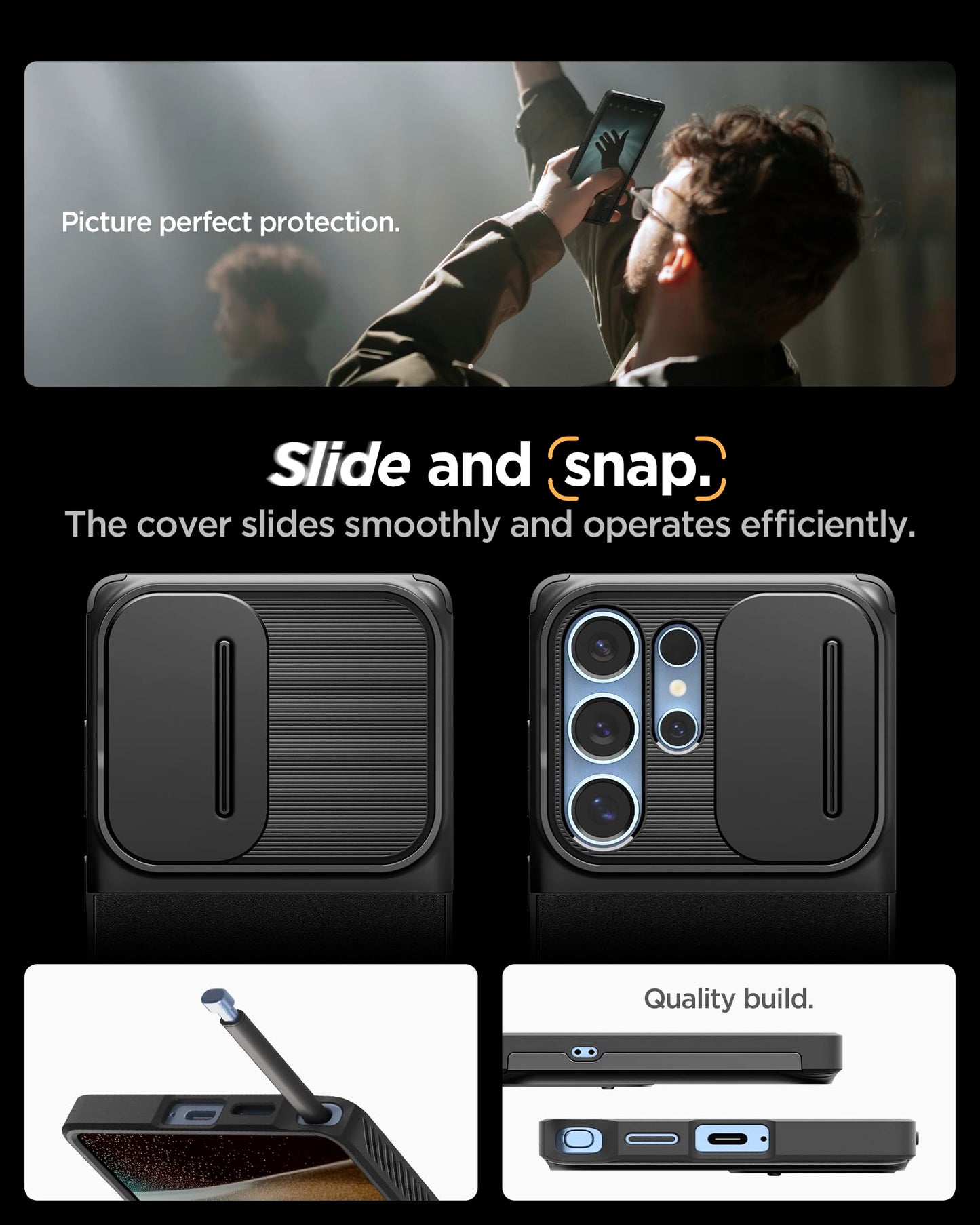 Spigen Optik Armor Case Compatible with Samsung Galaxy S25 Ultra - Black