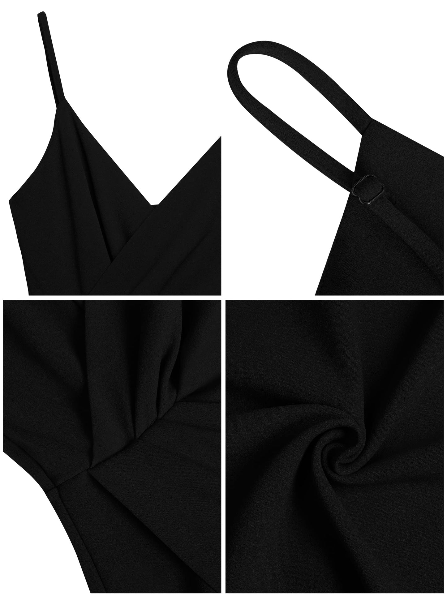 Missufe Damen Cocktailkleid Partykleid Wickelkleid Sommerkleid Midikleid Festliche Elegant Bodycon Hochzeit Ärmellos Spaghettiträger Abendkleider