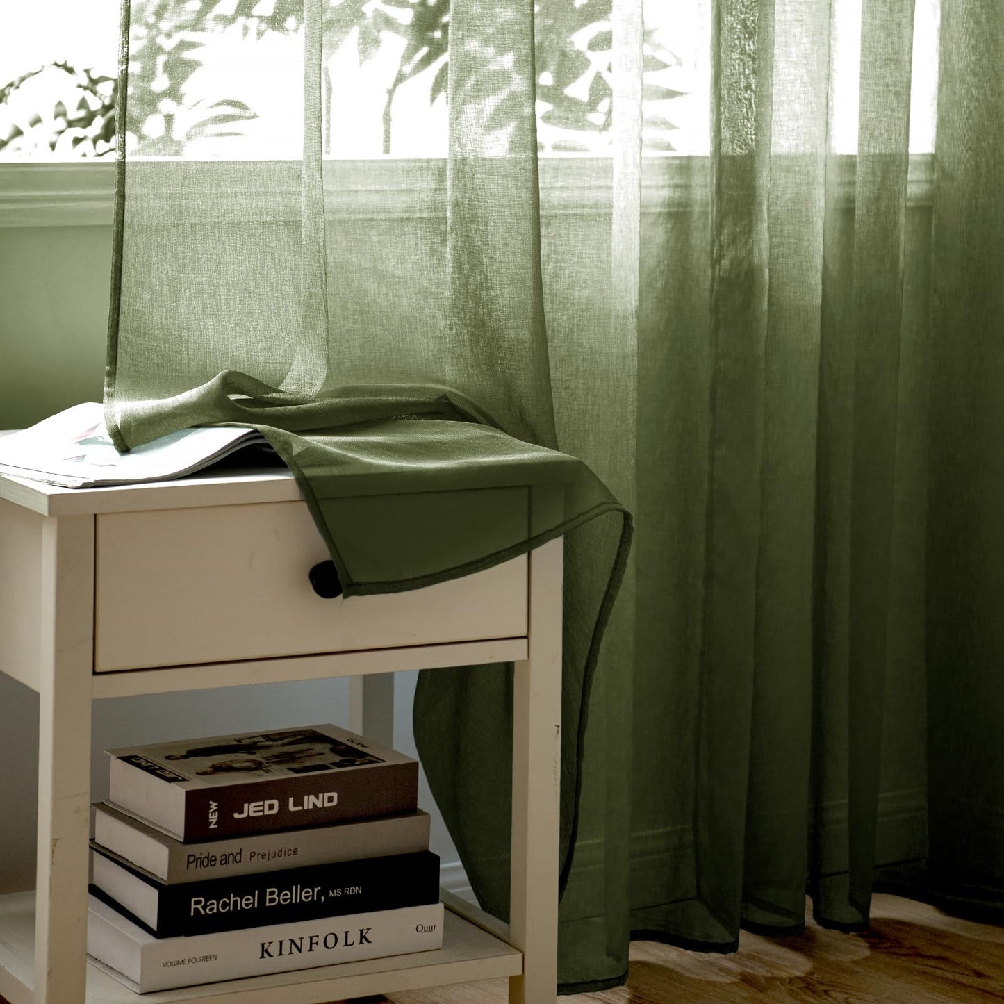 Woaboy Voile Curtains, Short Curtains, Transparent Living Room with Eyelets, Store Curtains for the Bedroom, Eyelet Curtain, Panel Curtain, Loop Curtains, Modern, Set of 2, 140 x 145 cm (W x H), Beige