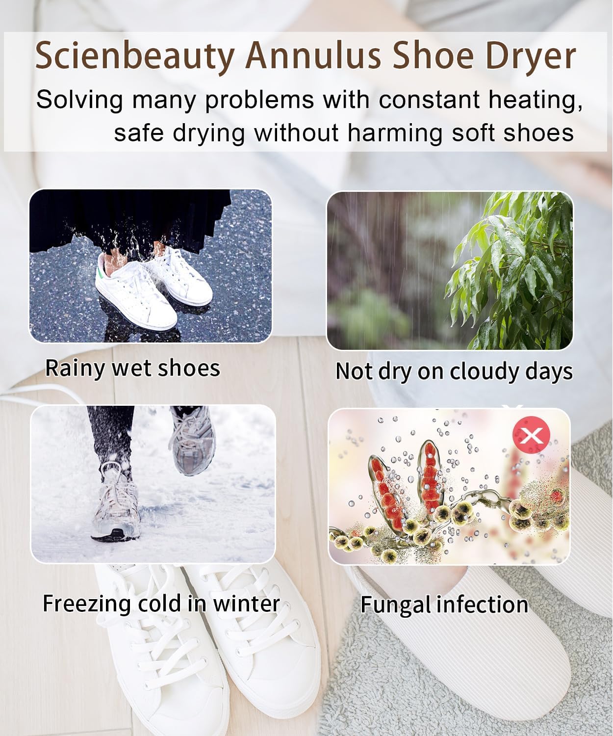 Scienbeauty Shoe Dryer, Ski Boot Dryer, Electric Shoe Warmer, 3 Modes, Switch Off, Timer, Quiet Boot Dryer for Shoes