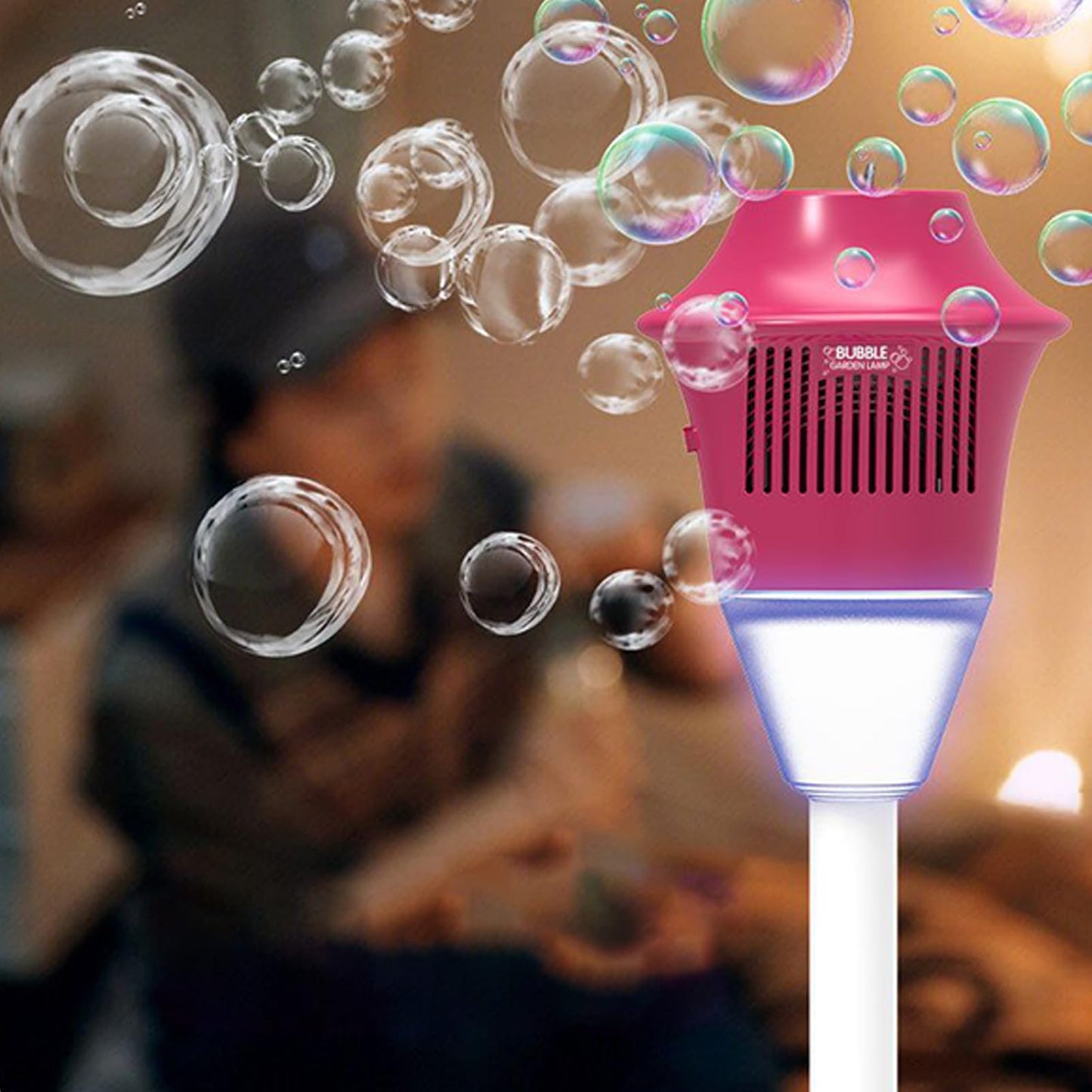 Bubble Maker Ständer, Automatischer Bubble Maker Standing Machine, Bubbles Torch Gartenlampe, Blasenbrennergartenlampe Für Freunde, Familie, Blau/rot, 118cm
