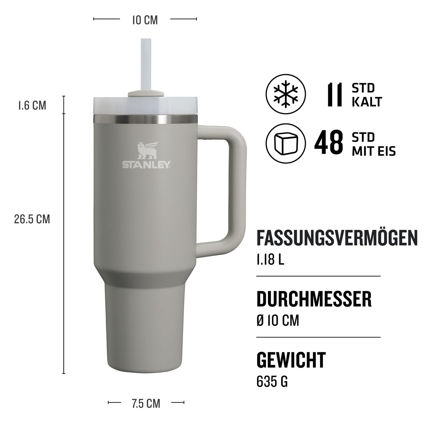Stanley Quencher H2.0 FlowState Trinkflasche mit Strohhalm 1.18L - Thermobecher Kühlt 11 Stunden - 48 Stunden Eisgekühlt - Spülmaschinenfest - Thermosflasche BPA Frei - Kaffeebecher To Go - Cream