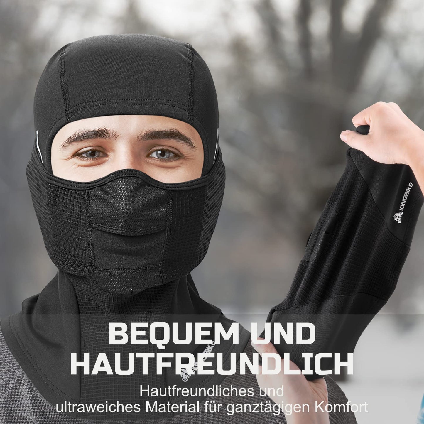 KINGBIKE Balaclava Motorcycle Bicycle Winter Sports Ski Mask Outdoor Warm Windproof Anti-Fog Universal Size for Men Women