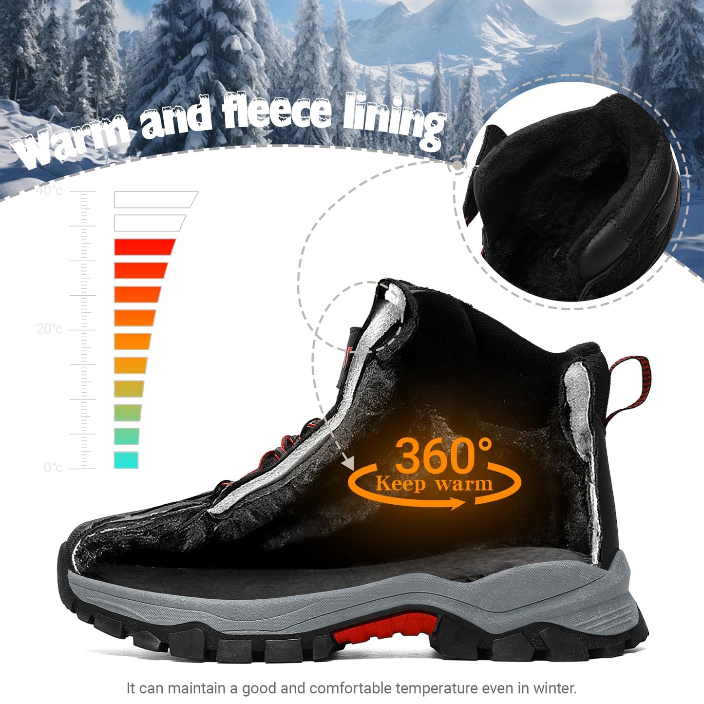 ASHION Winter Shoes Children's Winter Boots Boys Girls Snow Boots Hiking Boots Warm Lined Boots