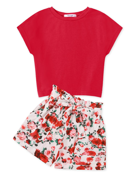 Arshiner Mädchen Tshirt mit Shorts Set Sommer Kinder Bekleidungssets Freizeit Mode überschnittenen Schultern Shirts Zweiteiliges Kleidung Sets für Mädchen 6-14 Jahre