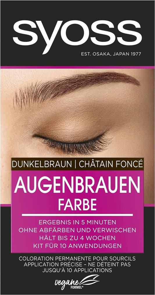 Syoss Augenbrauen Kit Augenbrauenfarbe 4-1 Dunkelbraun Stufe 3 (17 ml), Augenbrauen färben für einen natürlichen Look und ein langanhaltendes Ergebnis