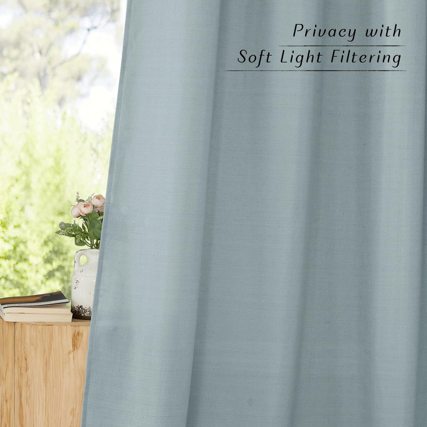 PONY DANCE Leinenvorhang Kräuselband Wohnzimmer Vorhänge Boho 2er Set H 245 x B 140 cm Leinen Gardinen für Schienensystem Leinenoptik Vorhänge Halbtransparent Linen Curtains Living Room, Beige