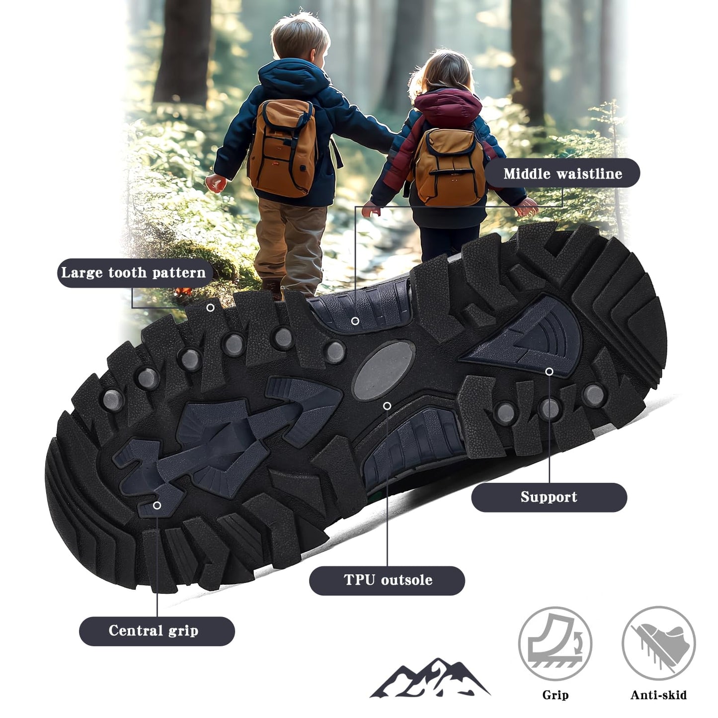 ASHION Winter Shoes Children's Winter Boots Boys Girls Snow Boots Hiking Boots Warm Lined Boots