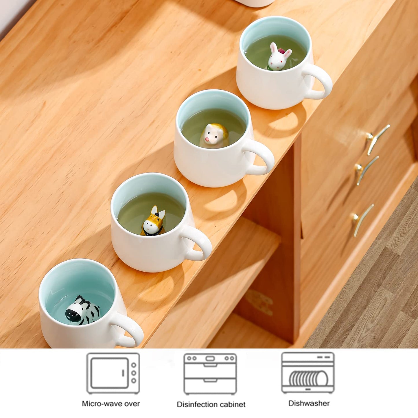 BigNoseDeer Süße Sachen Keramik Katze Kaffeetasse Teetasse Deckel Löffel Lustige Tassen Geschenke für Frauen Kaffeebecher 3D Tasse Personalisiert Cappuccino Tasse Beste Freundin Weihnachten Geschenk
