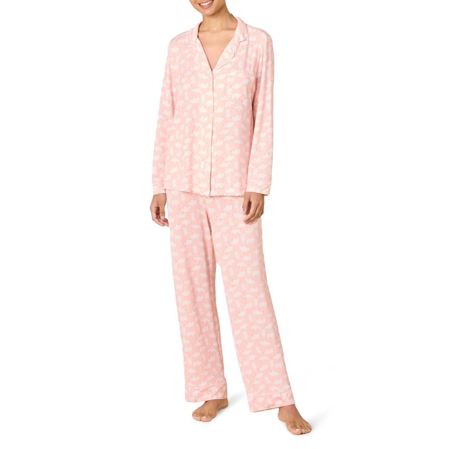 Amazon Essentials x Sofia Grainge Damen Pyjama-Set aus elastischer Modalfaser mit Langen Ärmeln und bodenlangem Unterteil
