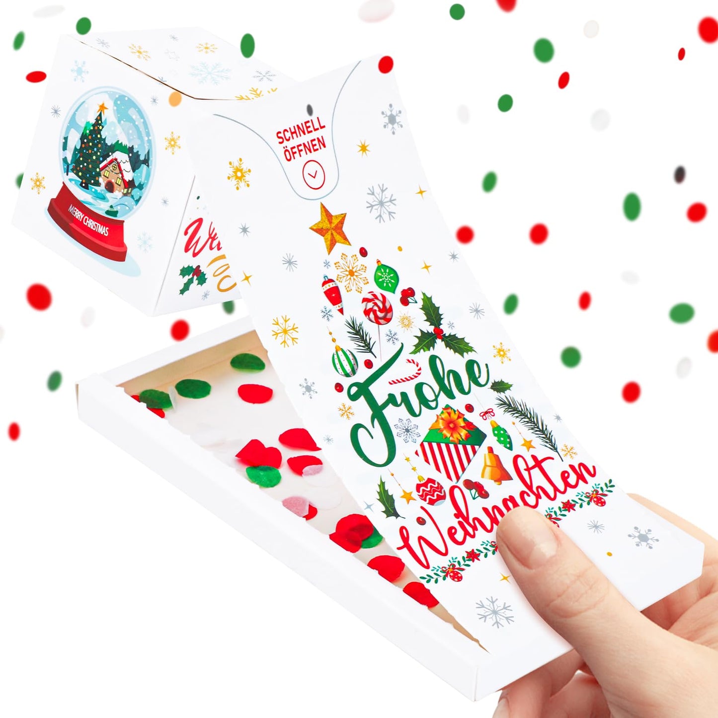 DPKOW Explosion Box Christmas Card, Funny Gift Box, Christmas Surprise Box, Gifts for Children, Adults, Christmas Box, Mystery Box with Confetti, Explosion Box, Birthday Gifts