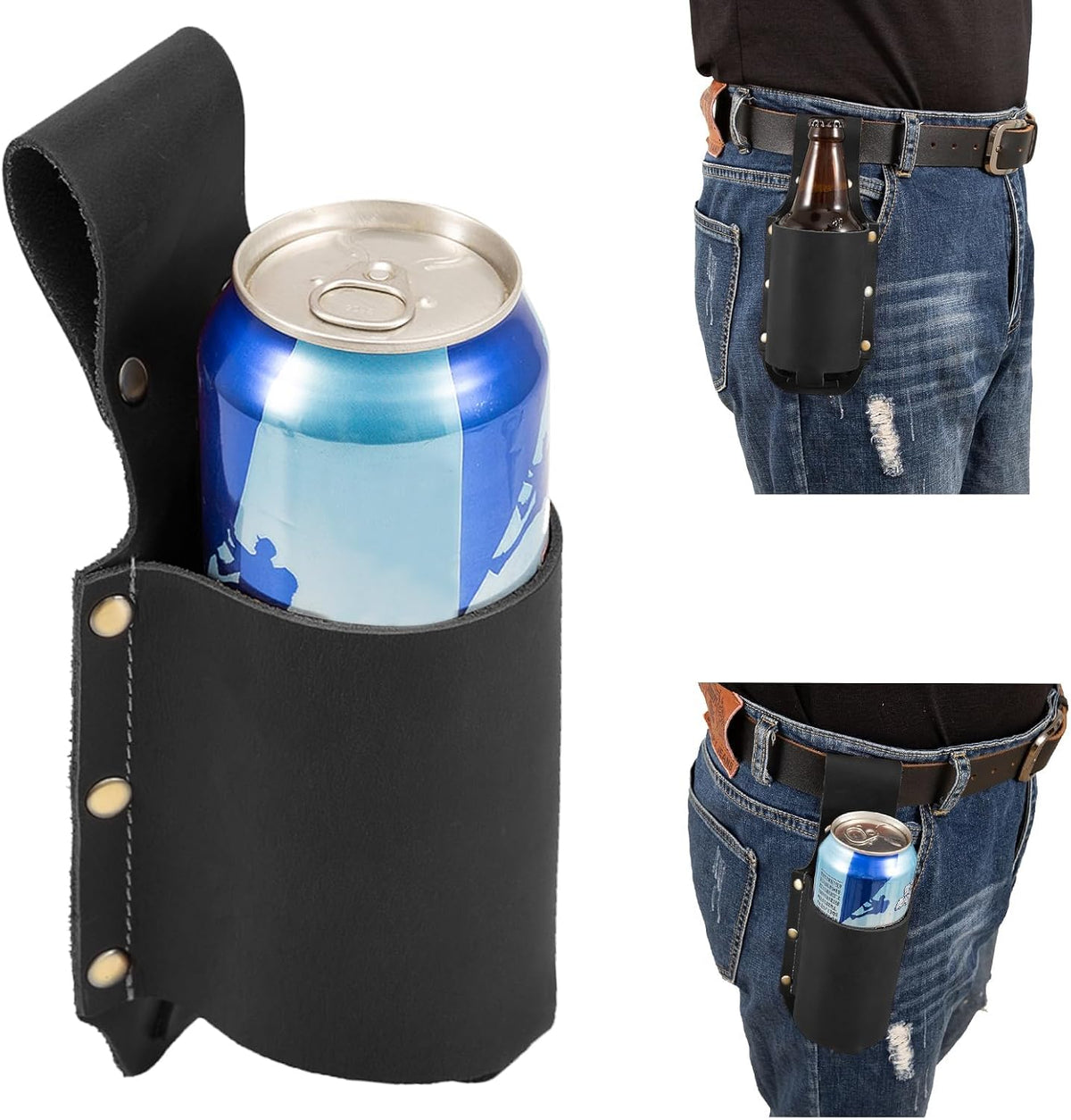 Leder Biergürtel Bierhalter Bierholster,Lustige Bier Geschenke für Männer Bruder Herren Geburtstag Vatertag Weihnachten Biertrinker/Liebhaber.Cowboy Kostüm Herren Bierzubehör Männergeschenke