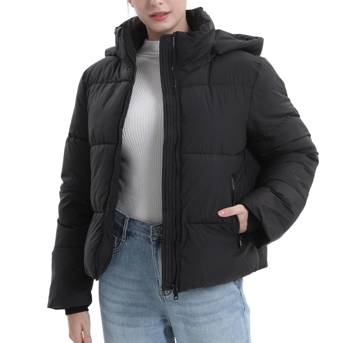 PUFFIT Damen Winter Jake mit Kapuze Warmer Wasserdicht Winterjacke Steppmantel Female Jacken