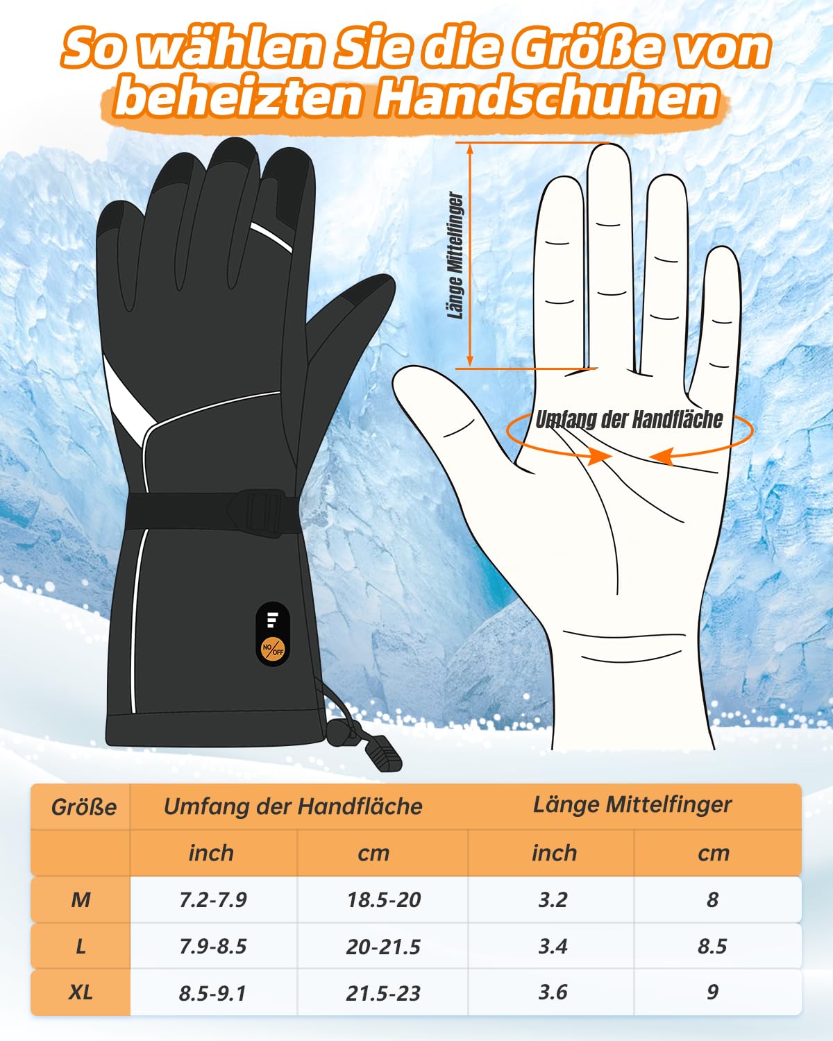 Heated Gloves for Men and Women, Electric Heated Gloves with 3000 mAh x 2 7.4 V Rechargeable Batteries, 3 Adjustable Temperatures, Waterproof Touchscreen Heating Gloves