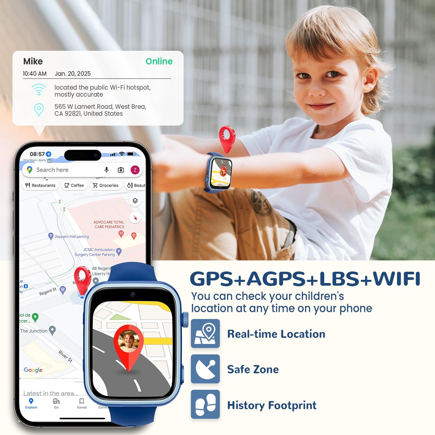 4G Children's Smartwatch with Video Call and Phone, IP68 Waterproof Children's Watch Voice Chat, WhatsApp, WiFi, GPS, SOS, SMS, School Mode, Pedometer, Sleep Alarm Clock, Children's Watch for Girls