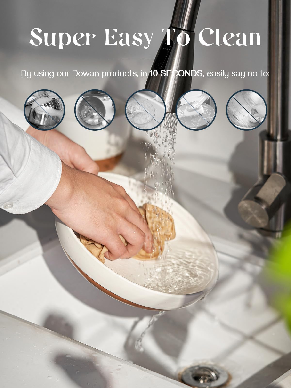 DOWAN Steingut Dessert Teller Set,Tellerset Keramik-6 Personen,21cm Speiseteller Porzellan,Essteller,Steinzeug Geschirrteller,Flache Frühstückstelle teller para Salat,Pasta,Vanille-Weiß