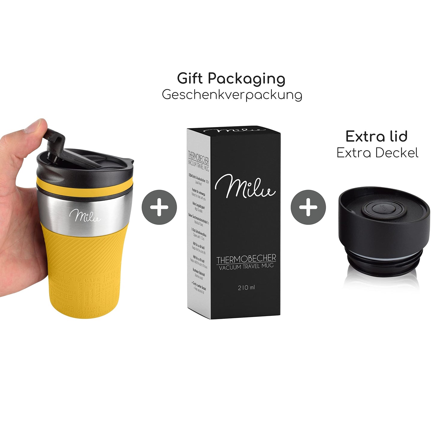 Milu Thermobecher Isolierbecher Kaffeebecher to go - 210ml 100% Auslaufsicher - Trinkbecher aus Edelstahl - Autobecher doppelwand Isolierung - Thermo Becher - Travel Mug (Rot)