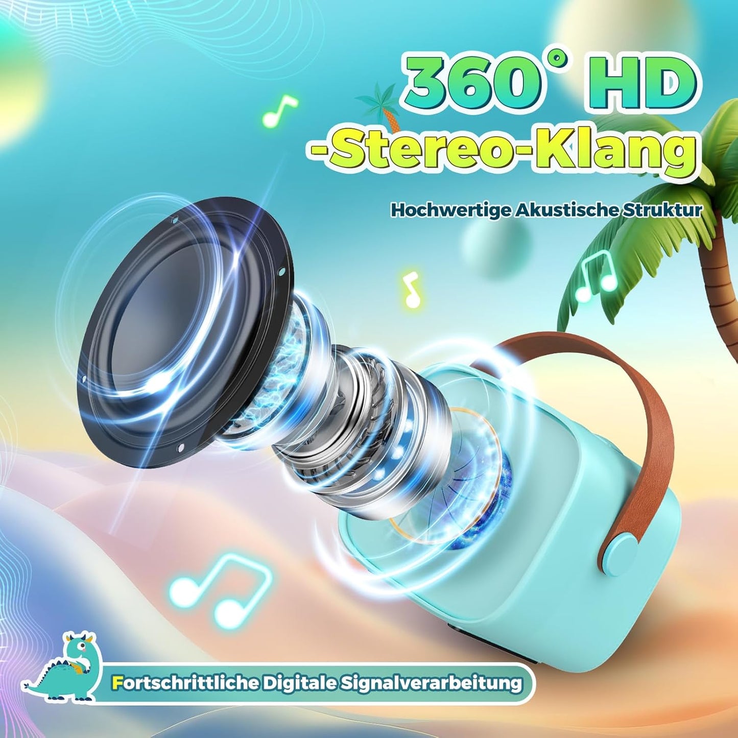 Karaoke Machine with 2 Bluetooth Microphones, Children's Unicorn Christmas Gifts Toy for Girls 3-12 Years, Portable Karaoke Microphone Set with DSP and LED Lights