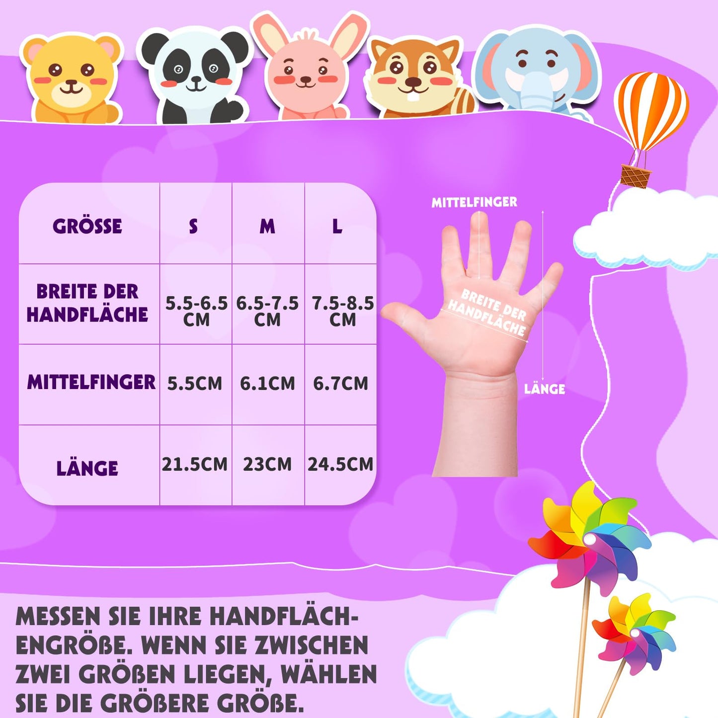 WESTGIRL Children’s Winter Gloves, Windproof, Warm Ski Gloves, Thermal Fleece, Water-Repellent Cartoon Snow Gloves, Outdoor Gloves for Snowboarding, Cycling, for Boys and Girls Aged 3–12 Years