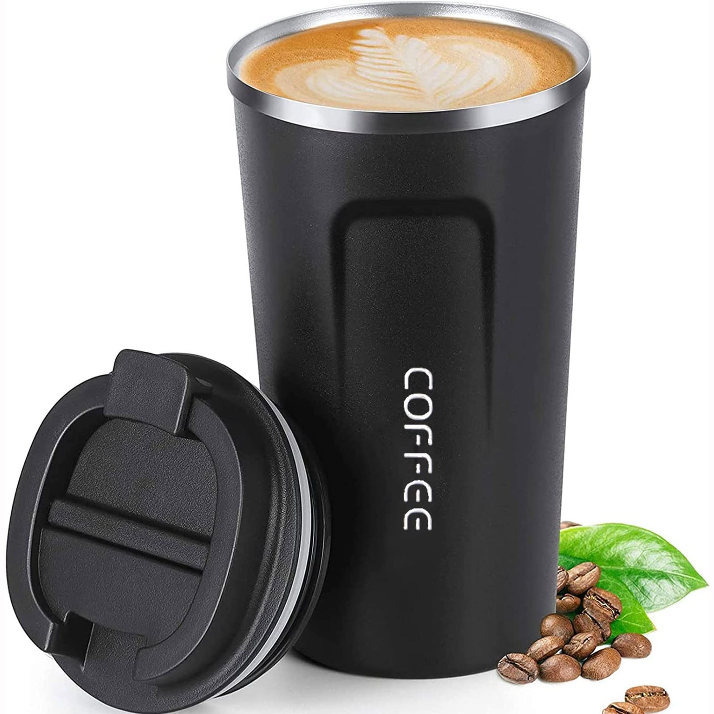 ERBO Kaffeebecher to go, Thermobecher Edelsthal, Auslaufsicher Kaffeetasse Kaffeebecher mit Deckel, Kaffeetasse Thermobecher für Unterwegs Umweltfreundlich, Weiß 380ml