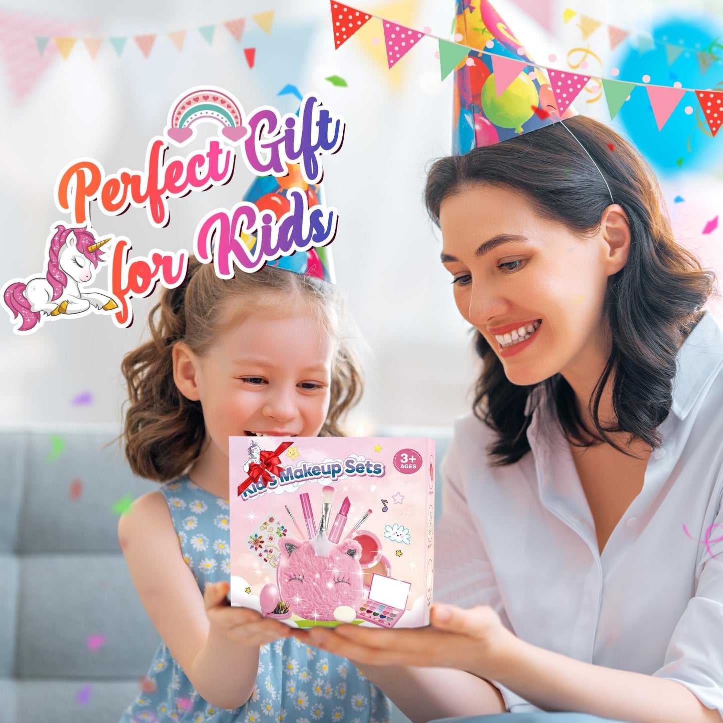 Hapikids Kinderschminke Geschenke Mädchen 3-10 Jahre,Schminke Kinder Spielzeug ab 3 -8 Jahre Kinderschminke Set Geburtstagsgeschenk für Mädchen Schminkkoffer Geschenke