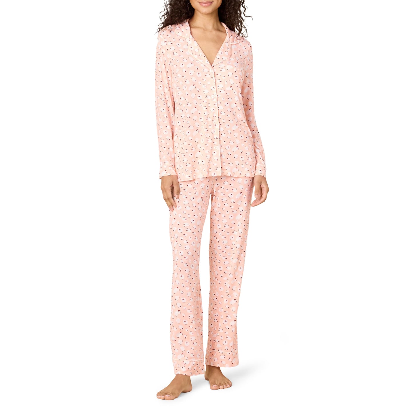 Amazon Essentials x Sofia Grainge Damen Pyjama-Set aus elastischer Modalfaser mit Langen Ärmeln und bodenlangem Unterteil