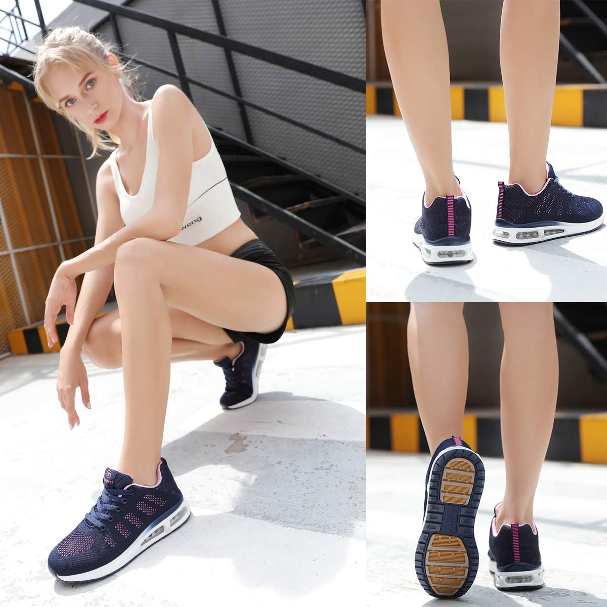 ANBIWANGLUO Damen Turnschuhe Sportliche Laufschuhe Schnürschuhe Atmungsaktive Outdoor Cross Trainer zum Joggen
