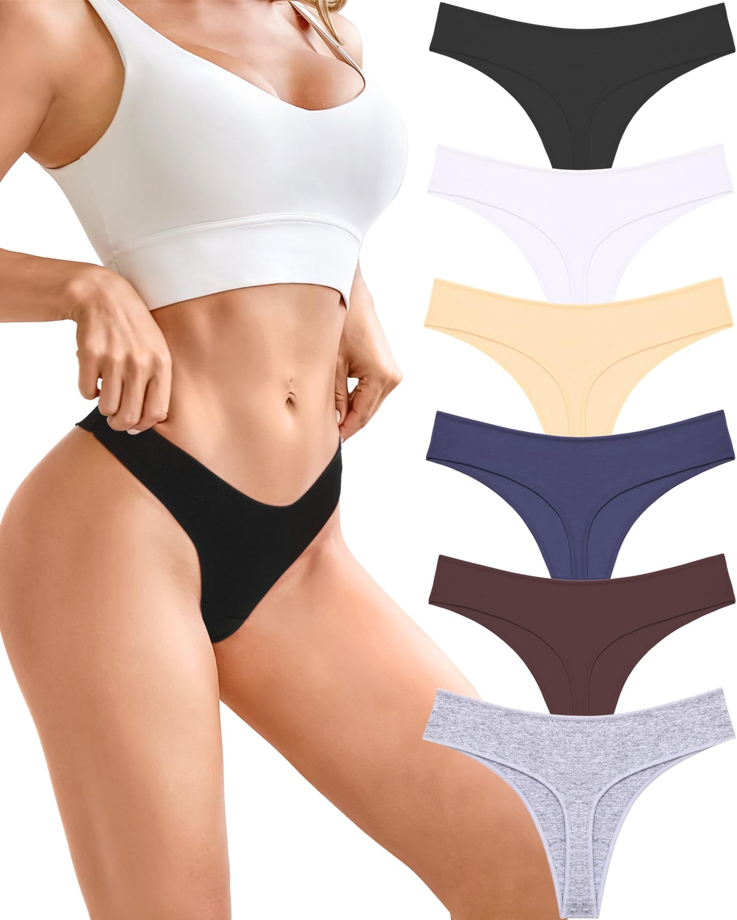 BeReady String Tanga Damen Baumwolle Sexy Unterwäsche Frauen Set Unterhosen Damen Slips Mehrpack Atmungsaktiv Thong Bikini Pantys 6 Pack