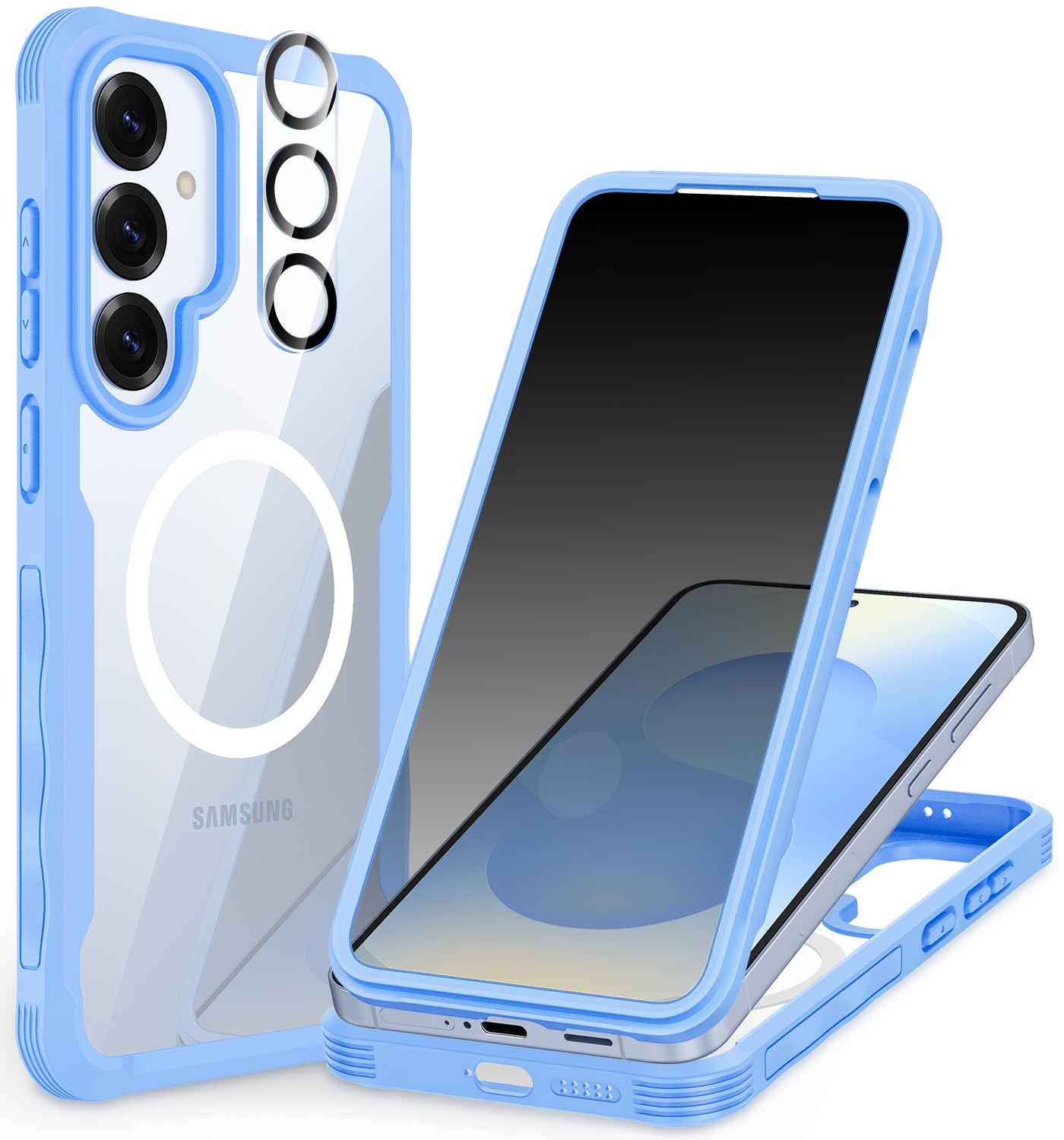 CENHUFO Privacy Screen Case for Samsung Galaxy S25 Ultra, Magnetic Mobile Phone Case with Built-in Privacy Tempered Glass Screen Protector and Camera Protection, 360 Degree Protective Case, Shockproof