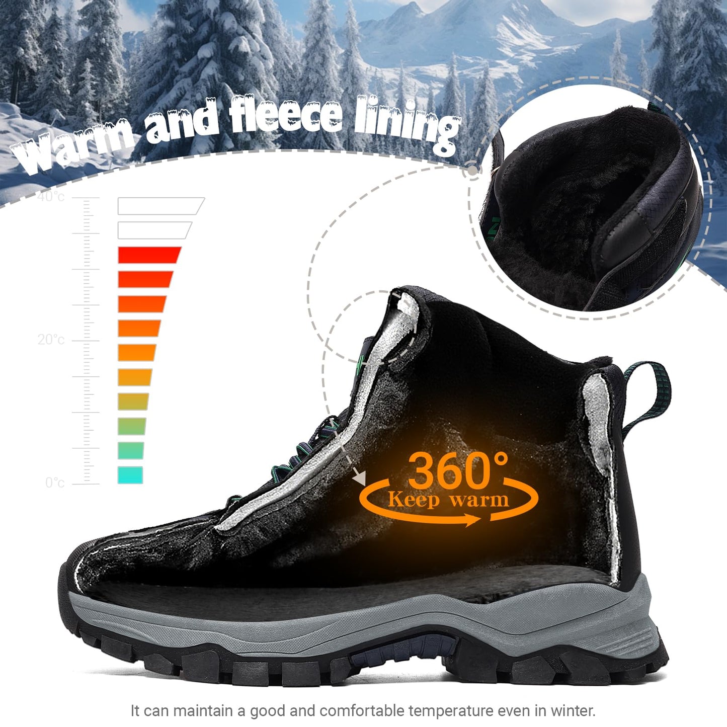 ASHION Winter Shoes Children's Winter Boots Boys Girls Snow Boots Hiking Boots Warm Lined Boots