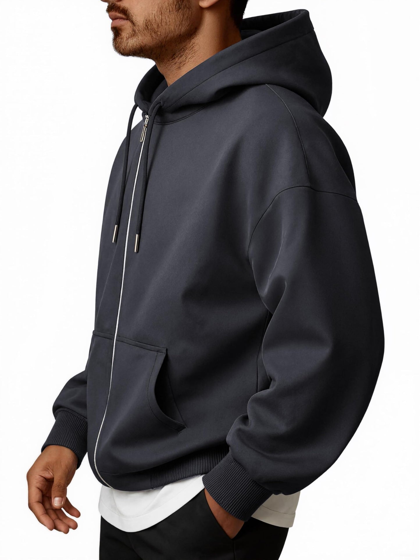 Oyamiki Hoodie Herren Langarm Kapuzenjacke Reißverschluss Sweatjacke Fleece Kapuzenpullover Lässige Kapuze Jacke Sweatshirt Pullover mit Taschen